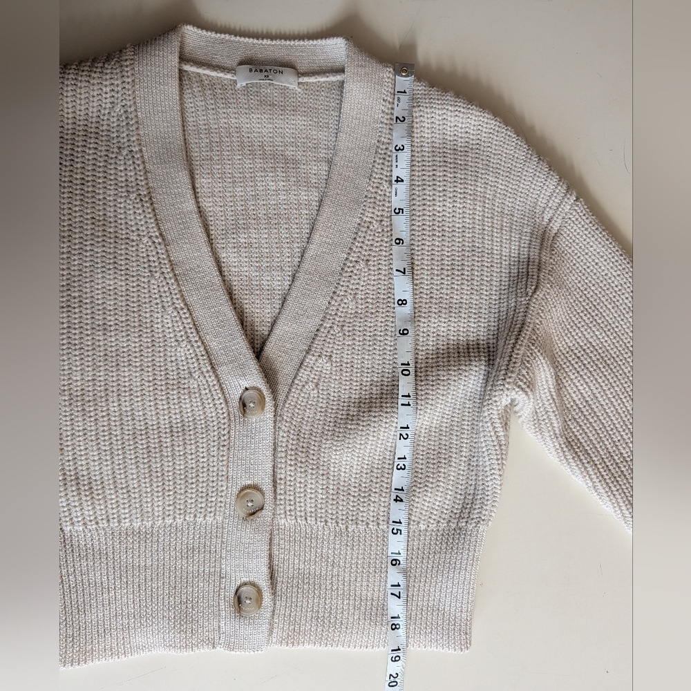 Babaton Cream Ribbed V-Neck Button Cardigan - Picture 12 of 13